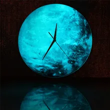 Creative Glowing Wall Clock Glowing Moon Earth Globe Acrylic Wall Clock Kids Room Wall Stickers Wall Clock Home Decoration