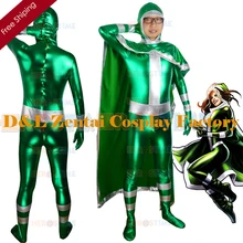 Free Shipping DHL New X-men Rogue Green Shiny Metallic Superhero Costume Cosplay Halloween Costume