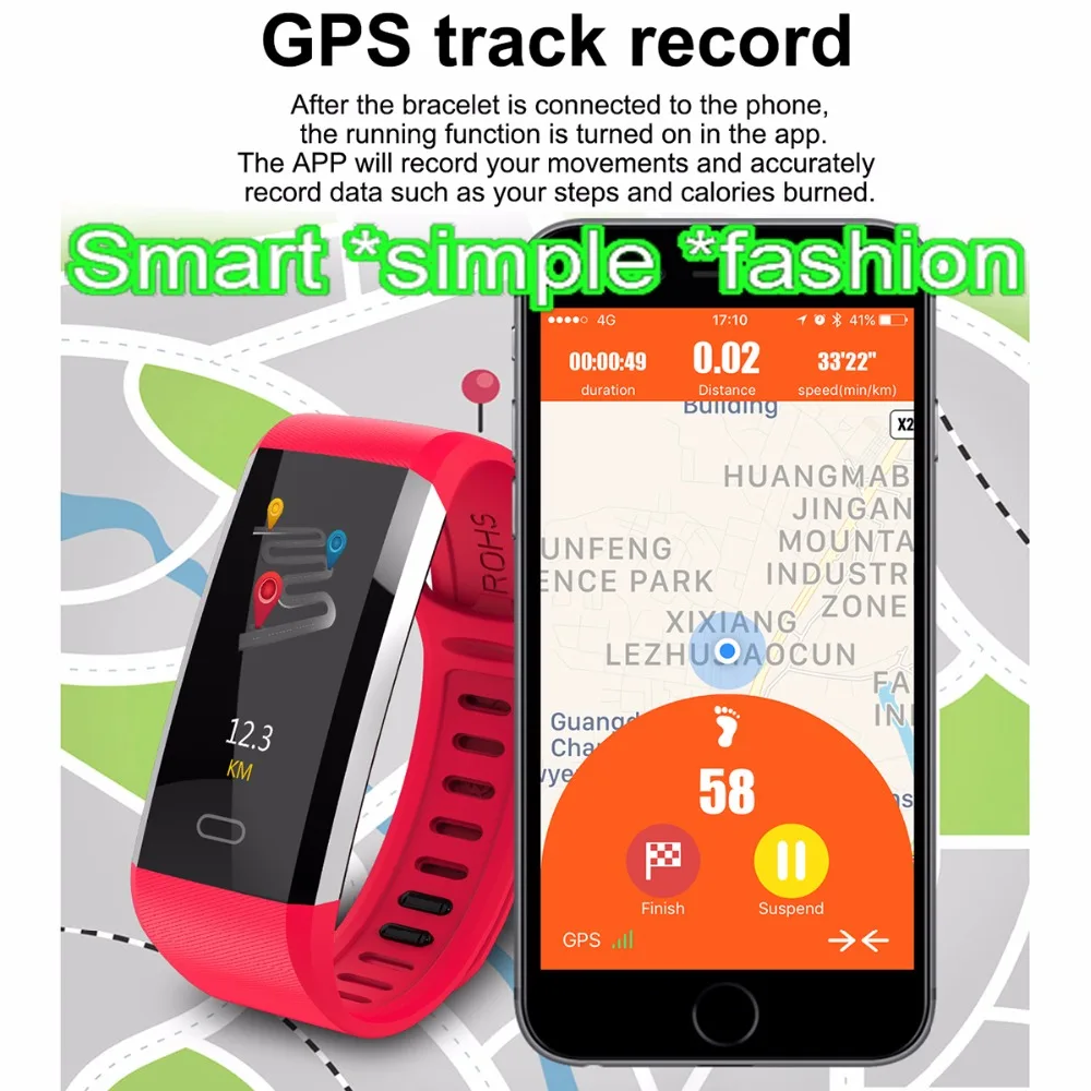 Gps смарт-Браслет фитнес-трекер часы монитор артериального давления браслет Здоровье с интеллектуальным измерением человек