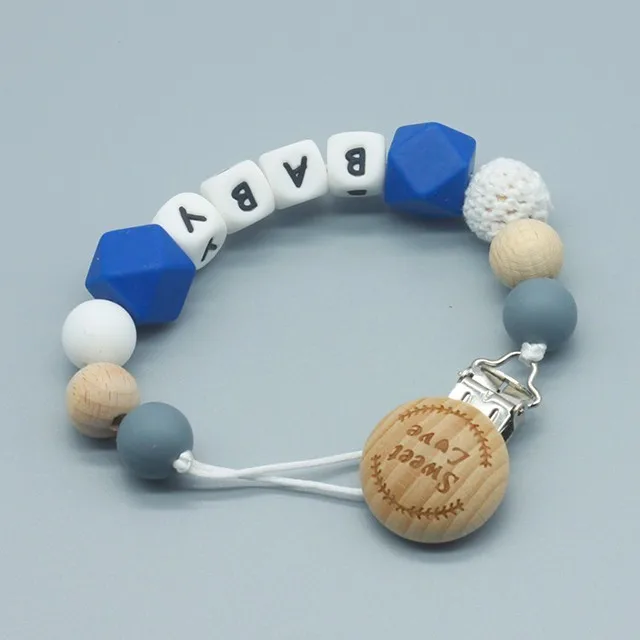 Pacifier Clip Dummy Holder Soother Teether Chain Personalised Baby Shower Gift Name Silicone Beads Custom Newborn Organic BPA