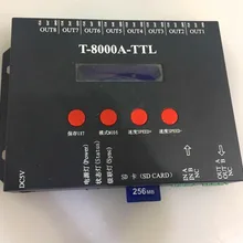 8 портов off-line T-8000A светодио дный sd card контроллер пикселей, SPI(ttl) выходной сигнал, можно управлять max 1024*8 портов = 8192 пикселей