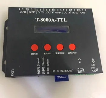 

8 port off-line T-8000A led sd card pixel controller,SPI(TTL)signal output,can control max 1024*8ports=8192pixels