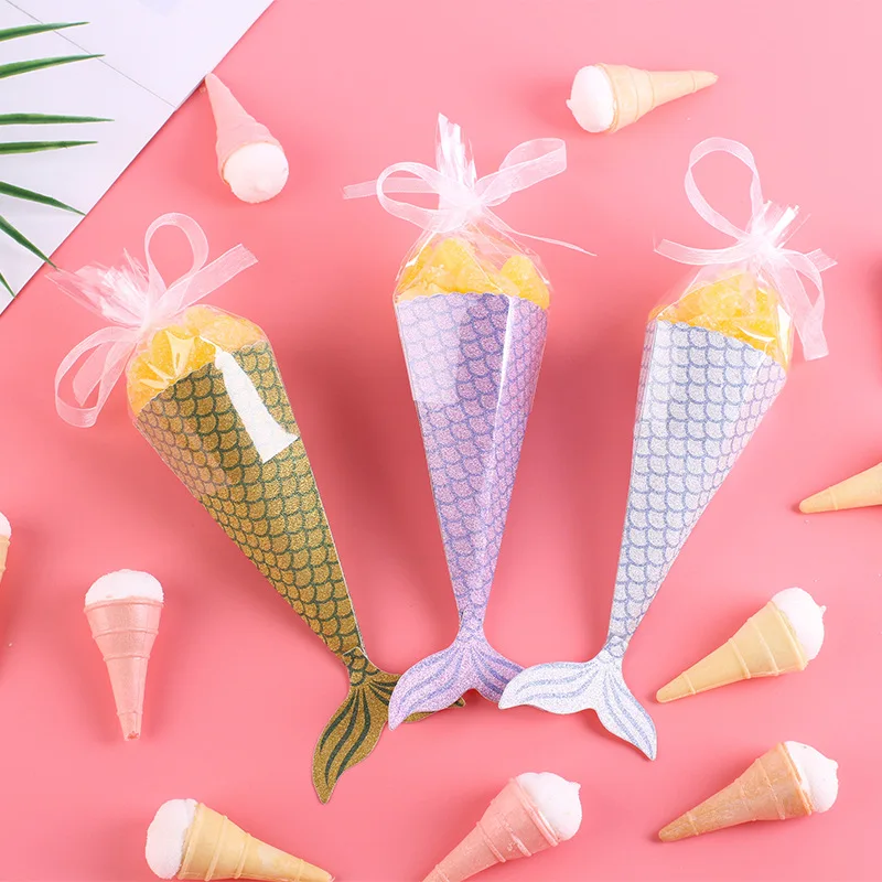 20pcs Mermaid Candy Gift Box Theme Party Supplies Birthday Favor Bag Baby Shower Lollipop Cookies Packaging | Дом и сад