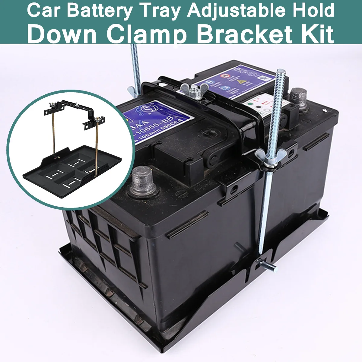 Universal Car font b Battery b font Tray Adjustable Hold Down Clamp Bracket Cycle 23 x