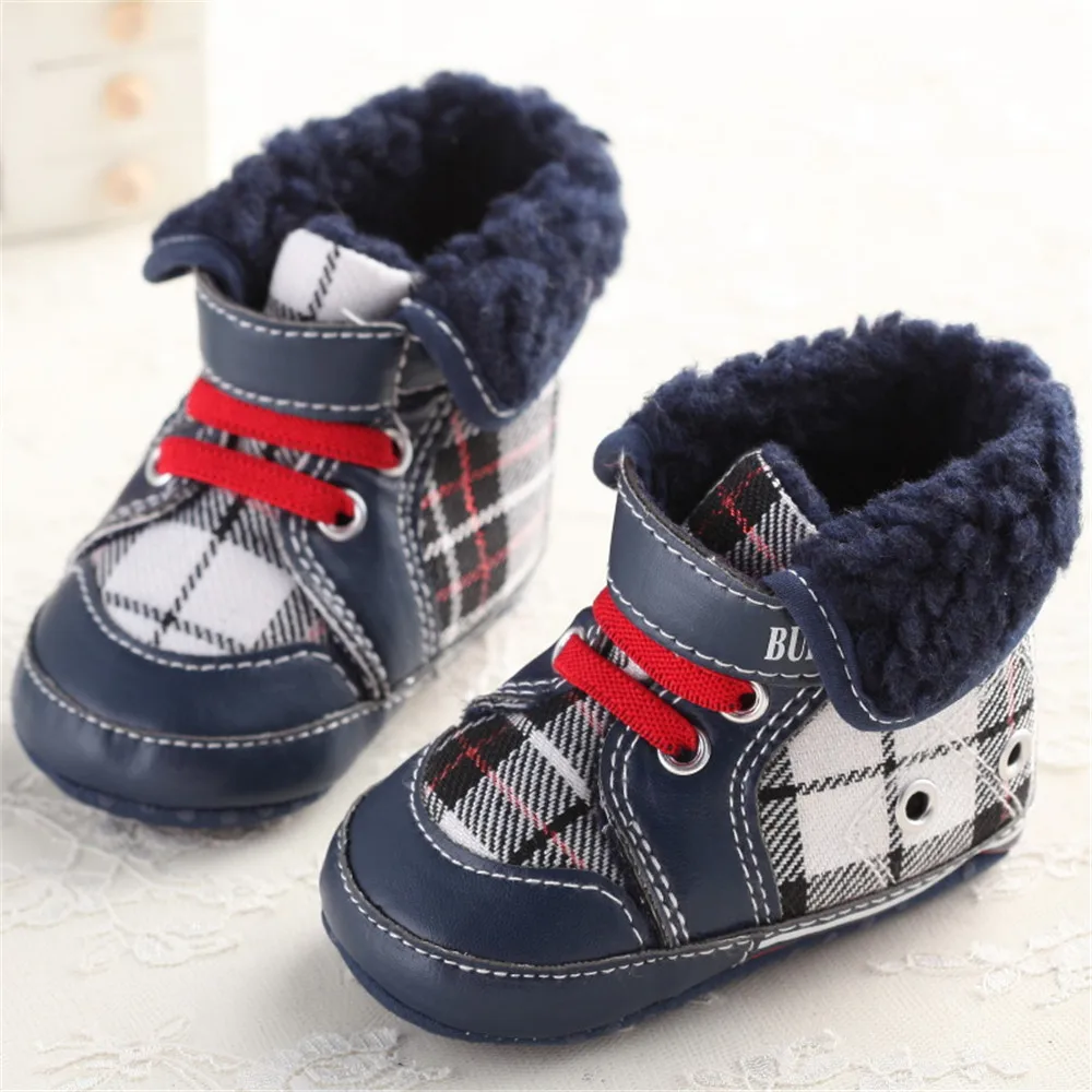 High Quality Handsome Baby Boys Boots Checked Newborn Infant Soft Soled