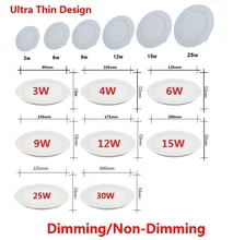 Free shipping 3W-25W Warm White/Natural White/Cold White LED ceiling recessed grid downlight / slim round panel light + drive