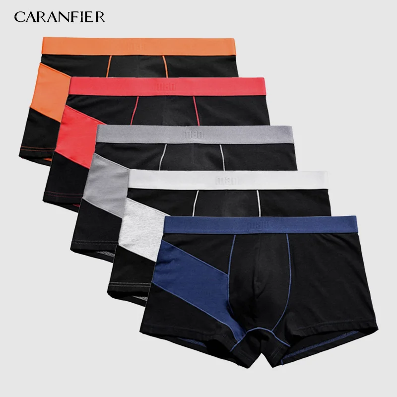 

CARANFIER 6pcs Men's Stretch fashion stitching Boxer Shorts Men's Underwear Breathable Male Brand Breathable Boxers S-XXXL