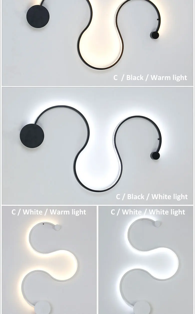 Moderno e Minimalista Lâmpada de Parede Pintura de Ferro Sala de Estar Conduziu a Iluminação Ac96-265v do Quarto Criativo Preto Branco Levou Interior Decoração Faça Você Mesmo - 9 Luminárias de parede