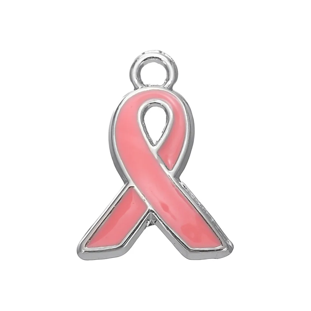

RAINXTAR Alloy Enamel Colorful Breast Cancer Awareness Charms Fit Necklaces Bracelets 50pcs 12*17mm AAC1886