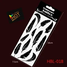 HBL-018 new black classic fashion sexy temporary body art tattoo flash tattoo stickers waterproof black feather design