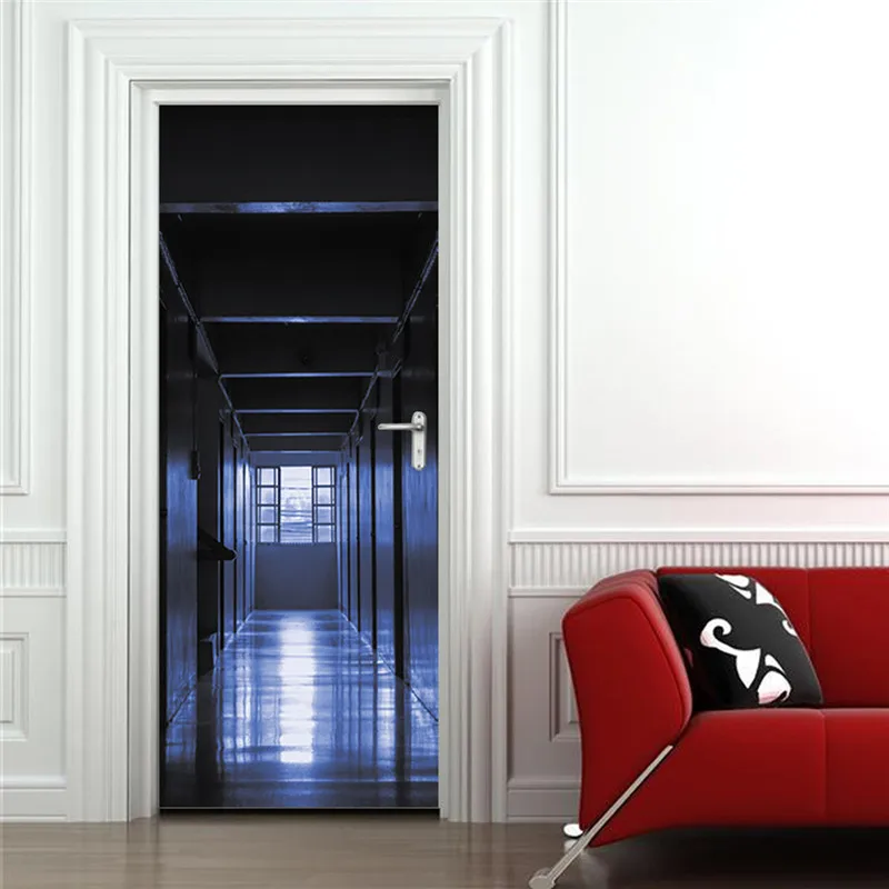 3D Silent Corridor Wall Door Stickers Mural Poster Durable PVC
