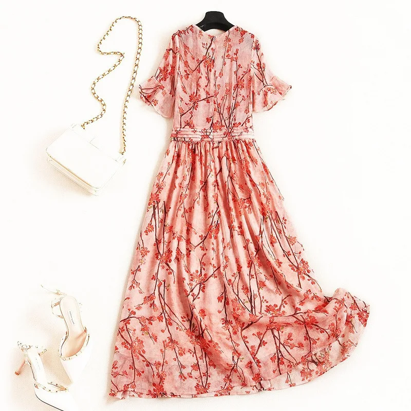 Shuchan البوهيمي ألف خط طباعة فستان صيفي قصيرة الأكمام فساتين متوسطة الطول Vestidos ارغوس دي فيرانو فستان الشمس الصيف الإناث F001
