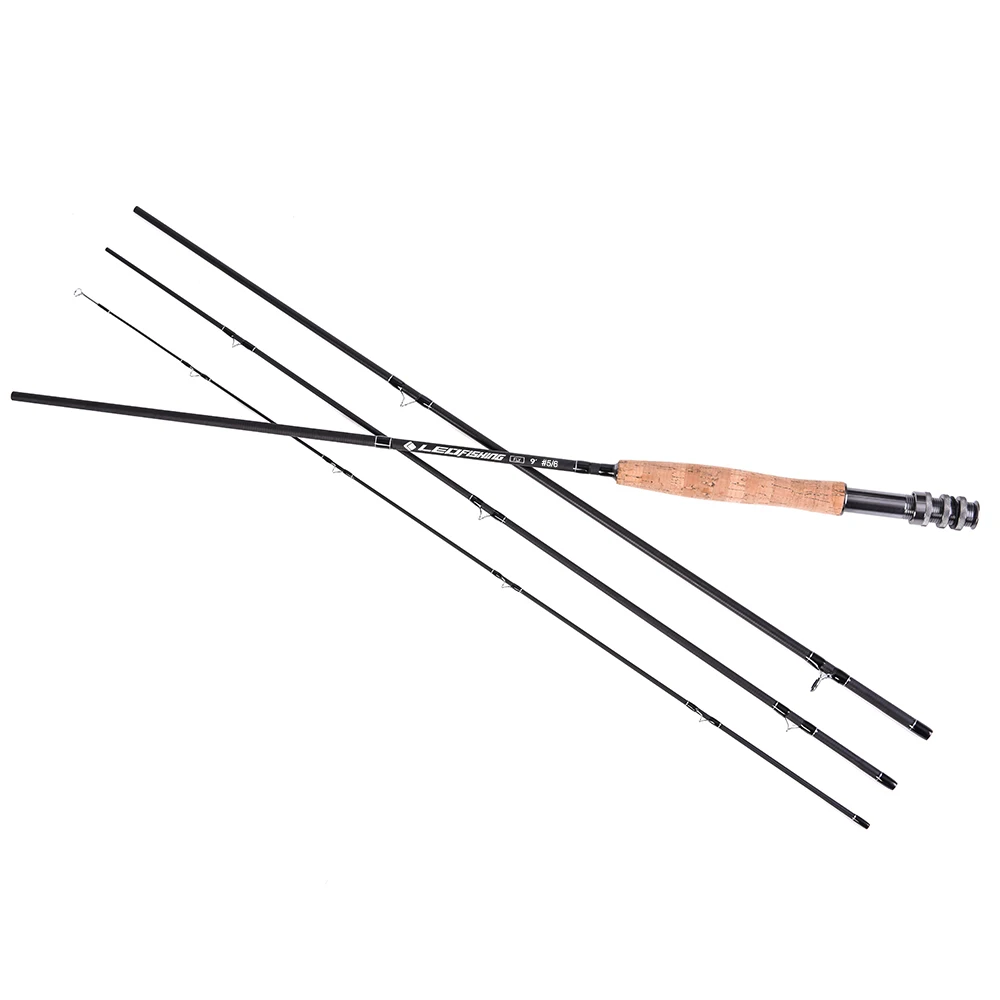 LEO Fly Fishing Rod 9FT 2.7M 4 Section Fishing Rod Line wt 4/5 5/6 6/7