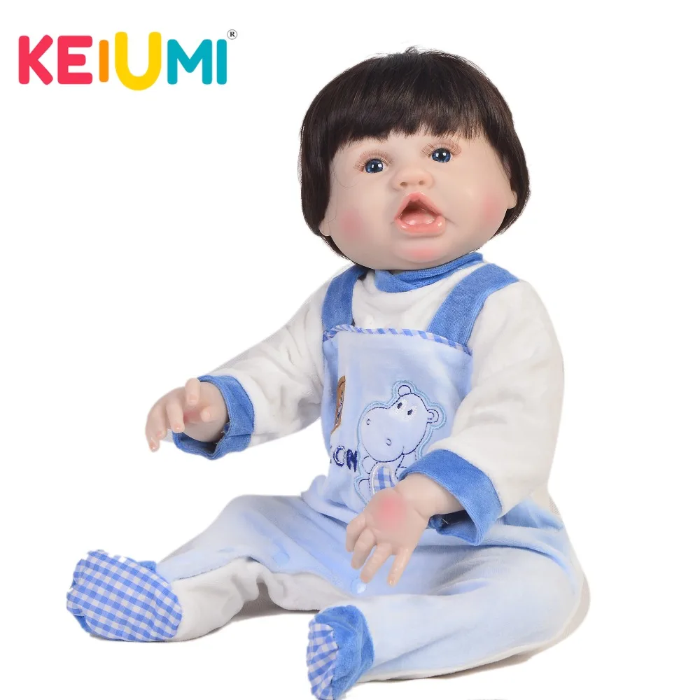 KEIUMI 23 дюйма Реалистичная кукла Reborn Alive полностью силиконовый корпус 57 см детская