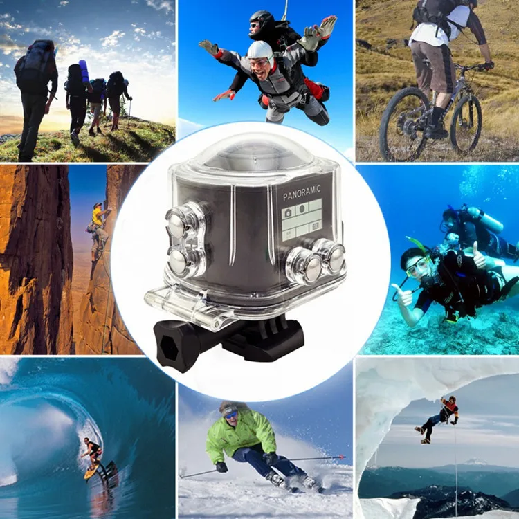 360 Panoramic Action Camera Wide Angle WiFi Waterproof Camera 2448*2448 /30fps Full HD Cam 16MP R360 camera