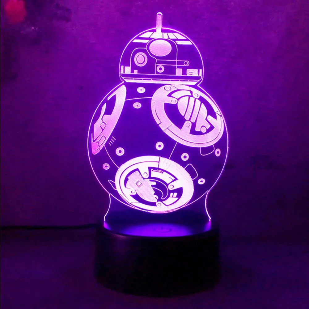 Новый 2019 3D Звездные войны BB8 робот светодиодный ночник 7 цветов настольная лампа