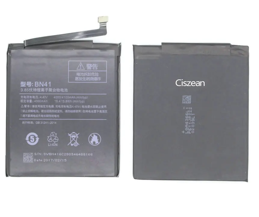 Сменный аккумулятор Ciszean BN41 4100 мАч для Xiaomi Redmi Note 4 MTK Helio X20 4X Pro|battery for xiaomi|battery forbattery