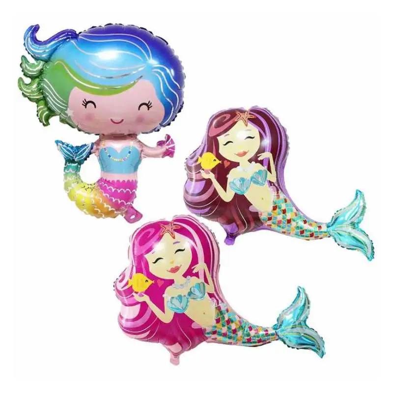 

1pc large Cartoon Mermaid Foil Balloon Happy Birthday Balloons for Little Princess Baby Birthday Party Decor Kids Gift Toy