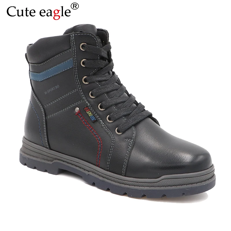 

Winter Waterproof Boys Felt Boots Pu Leather Mid-Calf Children's Shoes Warm Plush Rubber Winter Snow Boots for Boys EU 32-37