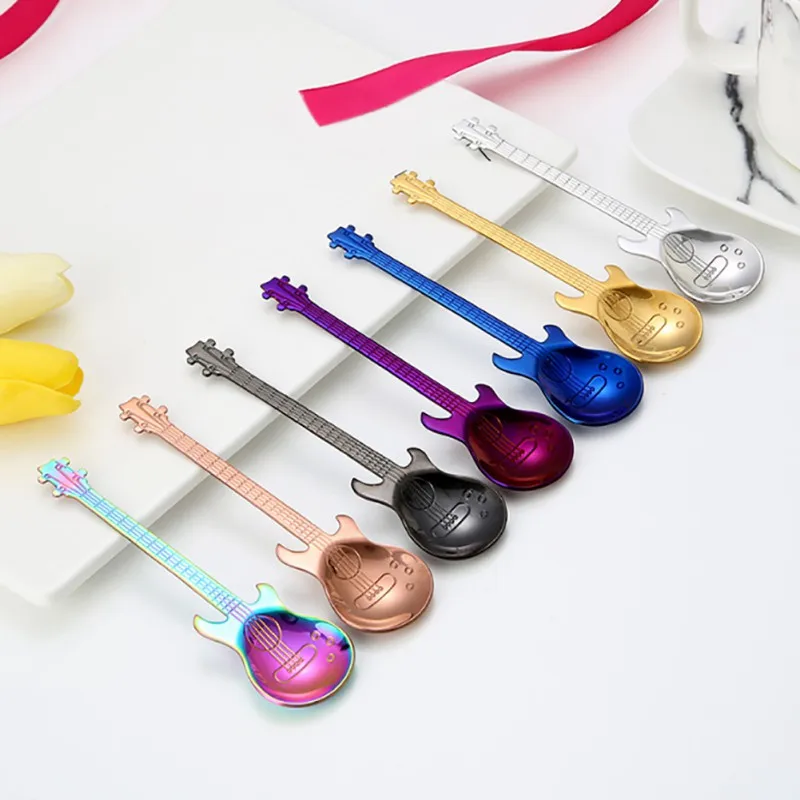 

Guitar Coffee Spoon Set Stainless Steel Dessert Ice Cream Spoon Tea Spoon Coffee Accessories Flatware Drinking Tools