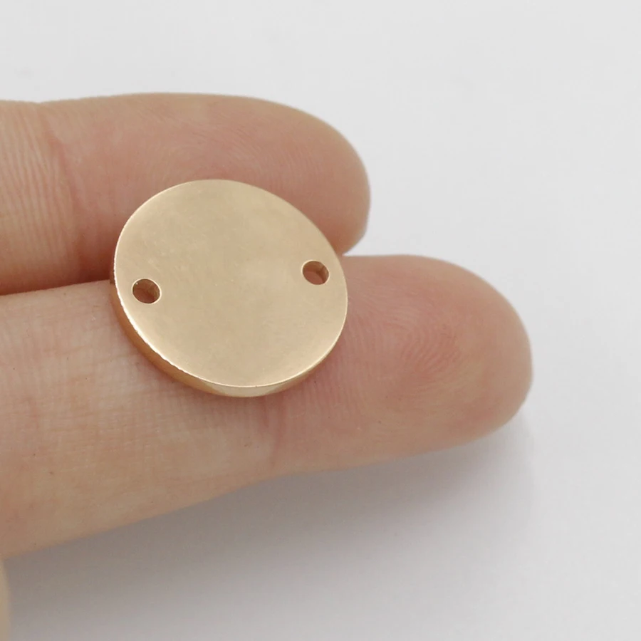 Fnixtar 20pcs 8-25mm Rose Gold Color Mirror Polished Stainless Steel Round Disc Charms Connector DIY Bracelet Charm