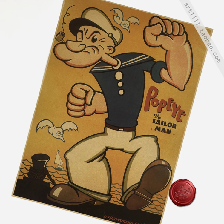 

POPEYE THE SAILOR MAN retro kraft paper movies poster painting wall sticker modern print art bar cafe decoration 30X42 CM