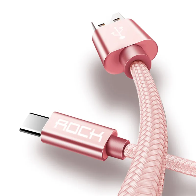 Металлический Плетеный usb type-C кабель для быстрой зарядки USB C кабель для samsung Galaxy S8 Note 8 OnePlus 2 для Xiaomi 4C type-C шнур - Цвет: Rose