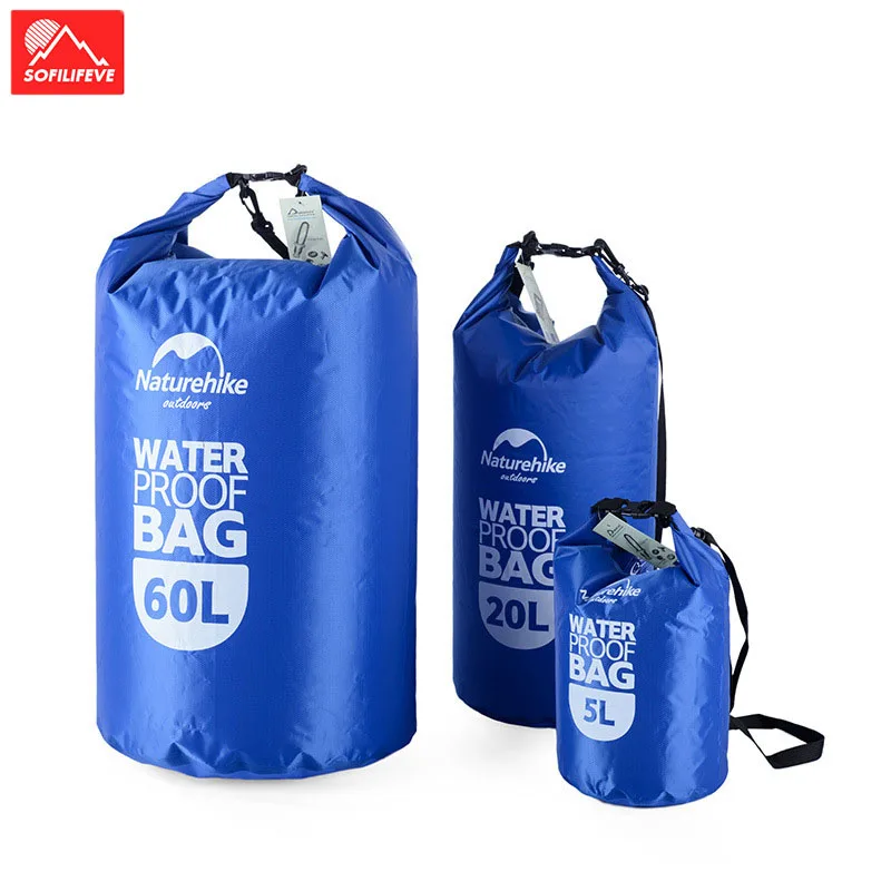 

5/20/60L Waterproof Swimming Bag Outdoor Sports Rafting Floating Shoulder bag Transparent Light Beach Rucksack For Drifting