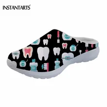 INSTANTARTS/3D печать стоматолога/зубы сандалии без шнуровки женские повседневные легкие летние черные/красные пляжные шлепанцы Женская пляжная обувь