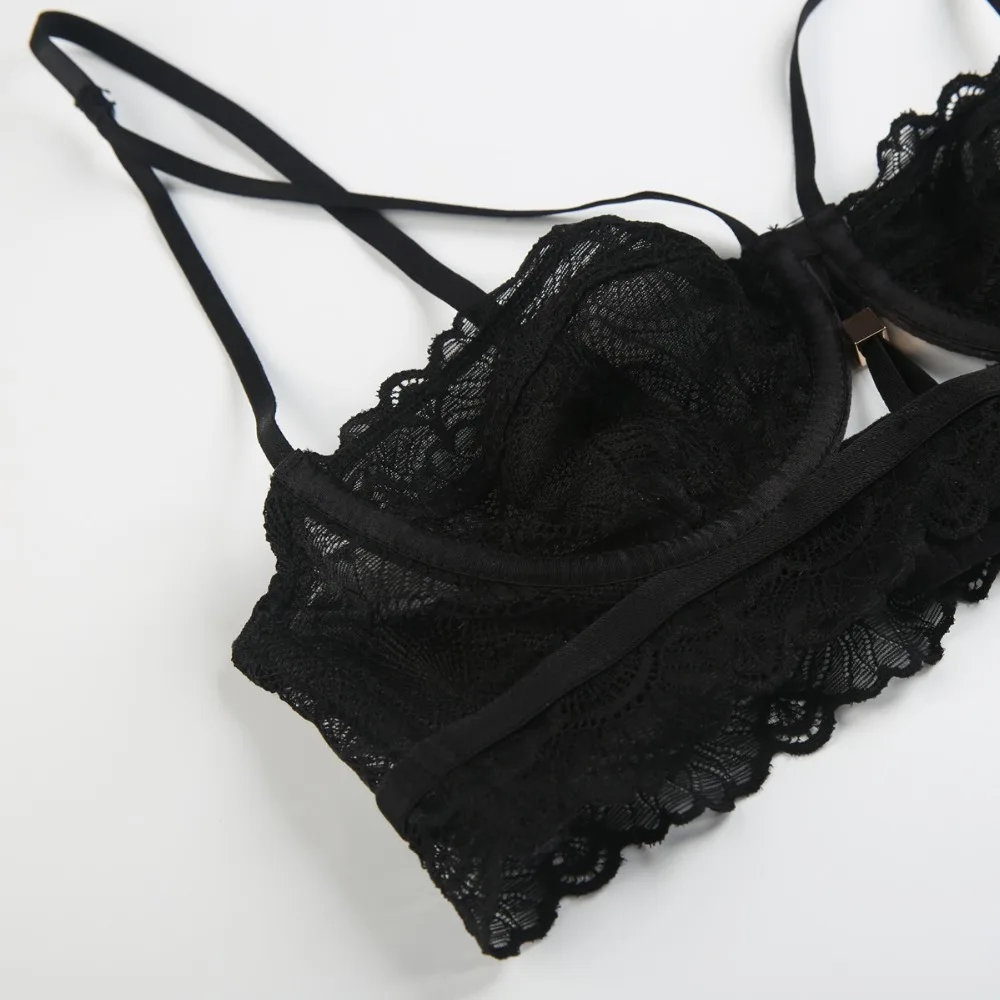 Missomo 2017 Sexy New Solid Black Bras For Women Floral Lace Underwire Stripped Female Adjustable Bralettes Breathable Lady|bras for women|bra