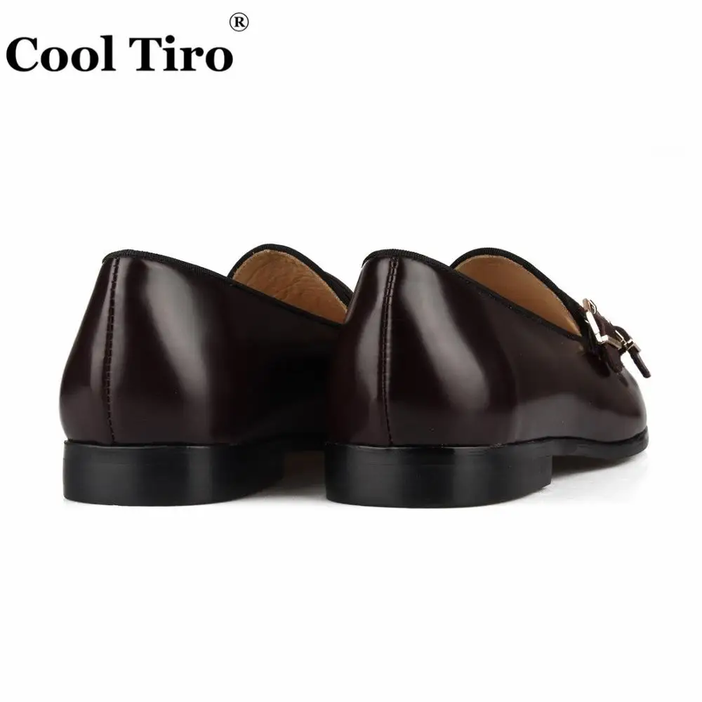 Cool Tiro/Полированная кожа двойной монах Лоферы Мужские Мокасины Тапочки Свадебные модельные туфли Туфли без каблуков повседневная обувь чёрный; коричневый синий