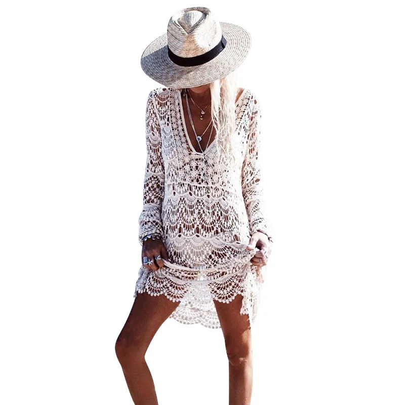 Bikini Cover Up Women Lace Shirt Swimsuit Cover Up Sunscreen Beach