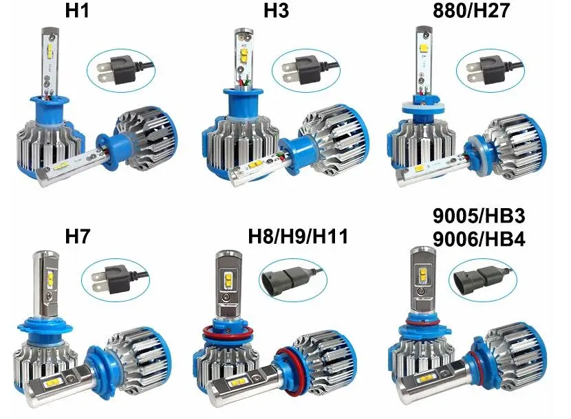T1 turbo H11 70w/set Erro Free H7 H8 H9 H10 9005 9006 7000LM auto LED