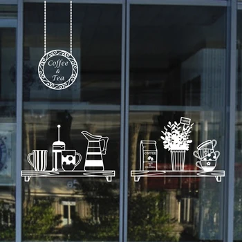 

Coffee Shop Sticker Cafes Ice Cream Bread Cake Wall Art Sticker Decal DIY Home Decoration Mural Decor Milk tea Glass Decal