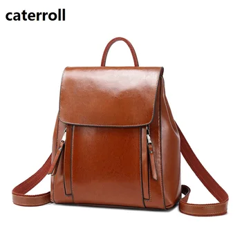 

anti-theft women backpack genuine leather shoulder bag vintage school bags for girls leather bagpack 2019 new ladies travel bag