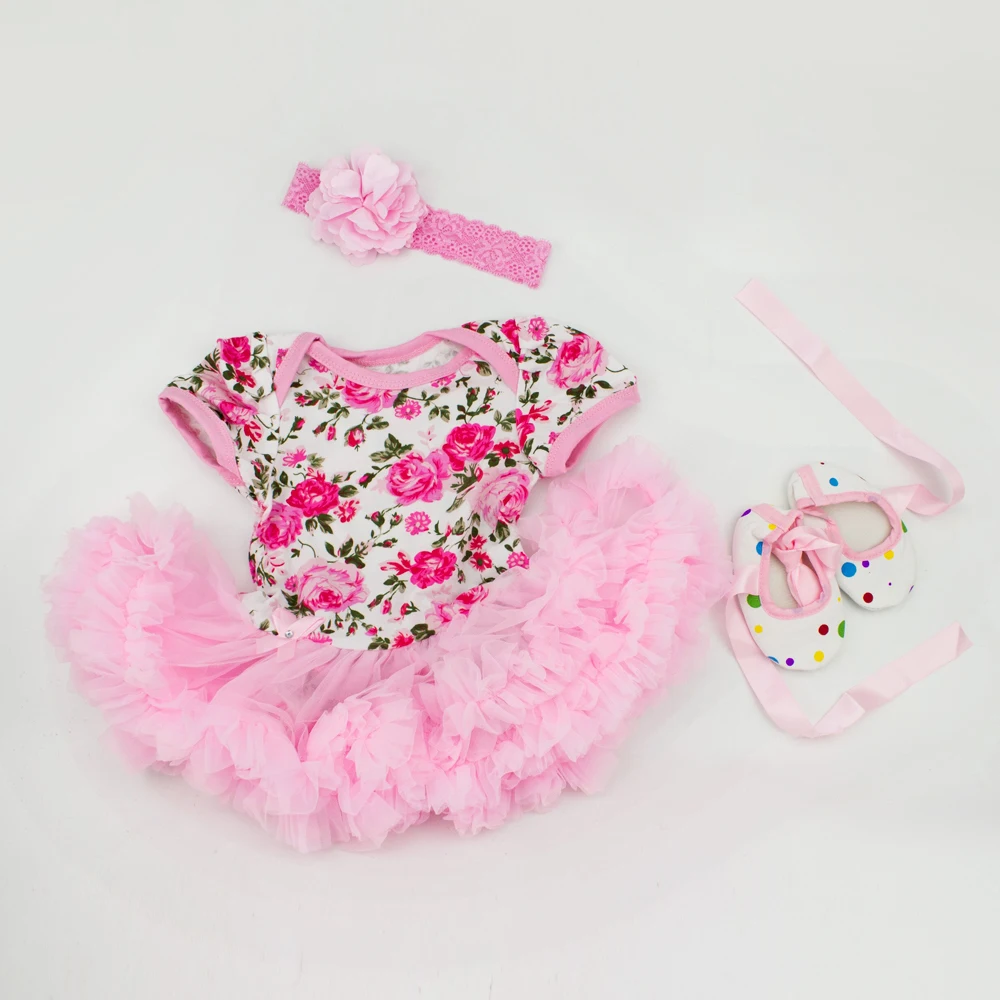 NPKDOLL Reborn Детская кукольная одежда 22 дюйма розовое платье принцессы цветочный