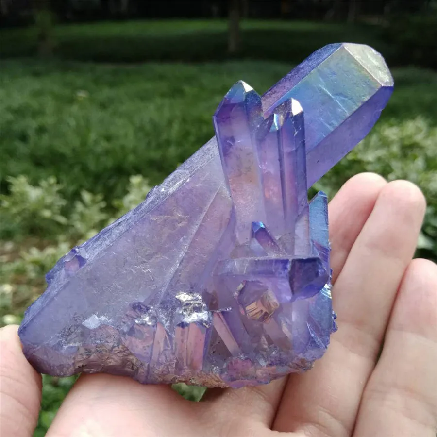 Rainbow Aura Crystal Cluster Purple Red Yellow Quartz Titanium Crystal-Reiki Healing and Terrariums Gift Home Decor | Дом и сад