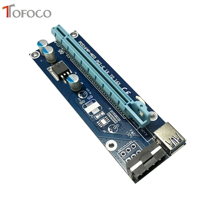 Tofoco PC PCIe pci-e PCI Express Riser Card 1x к 16x USB 3.0 кабель SATA к 4PIN IDE Molex мощность шнур для btc шахтера 60 см