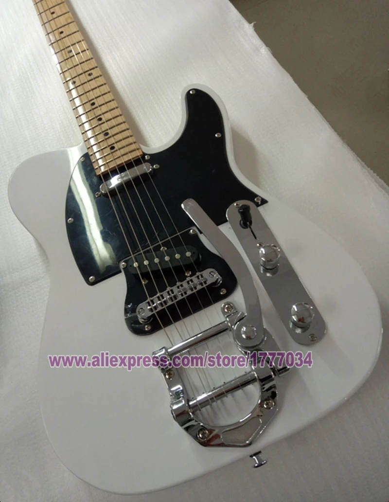 

Top Quality guitarra electrica Solid body replica guitar Musical Instrument Tele Electric Guitar Bigsby B5 Snow White