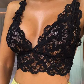 

S-3XL Plus Size Sheer Lace Bra Tops 2019 Women Sexy Lingerie Corset Lace Floral Bralette Bra Ultrathin Tank Camis Crop Underwear