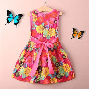 

HOT Toddler Kids Girls Summer Princess Floral Lace Pierced Party Dress Age 2-7Y