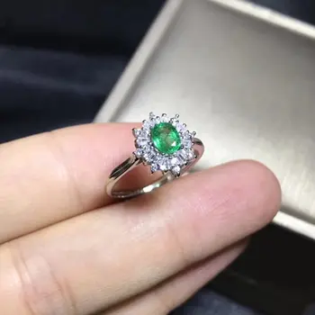 

New Jewelry Qi Xuan_Fashion Jewelry_Colombia Green Stone Simple Rings_S925 Solid Silver Woman Rings_Factory Directly Sales