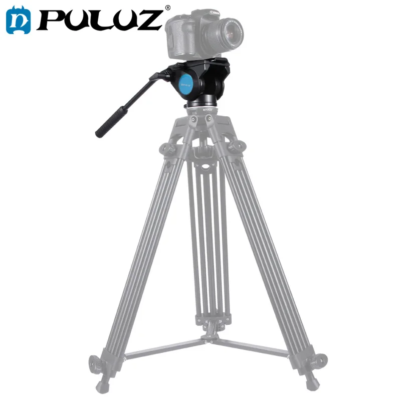 

PULUZ Heavy Duty Video Camera Tripod Action Fluid Drag Head with Sliding Plate for DSLR & SLR Cameras, Large Size Black/Glod
