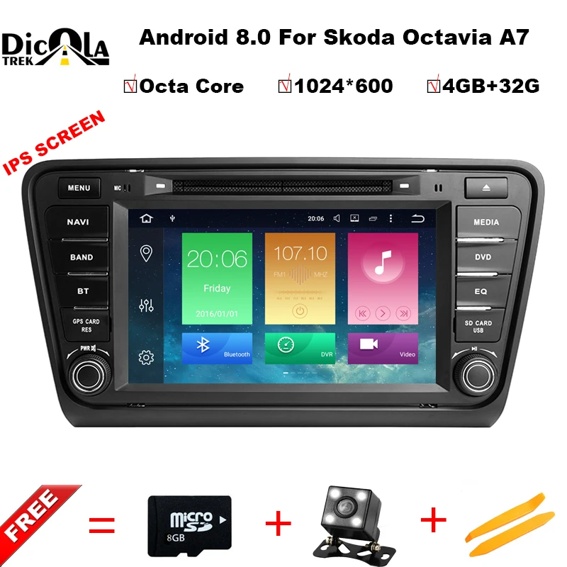 

Octa Core 4+32G IPS Android 8.0 car audio FOR SKODA Octavia A7 2014-2017 car dvd player head device car multimedia car stereo