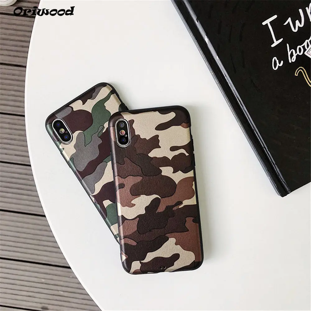 

Super Army Camo Marine Retro Camouflage Case For iPhone 5 SE Green Army Leather Soft TPU Cover For iPhone 7 X 8 6S Plus XS MAX