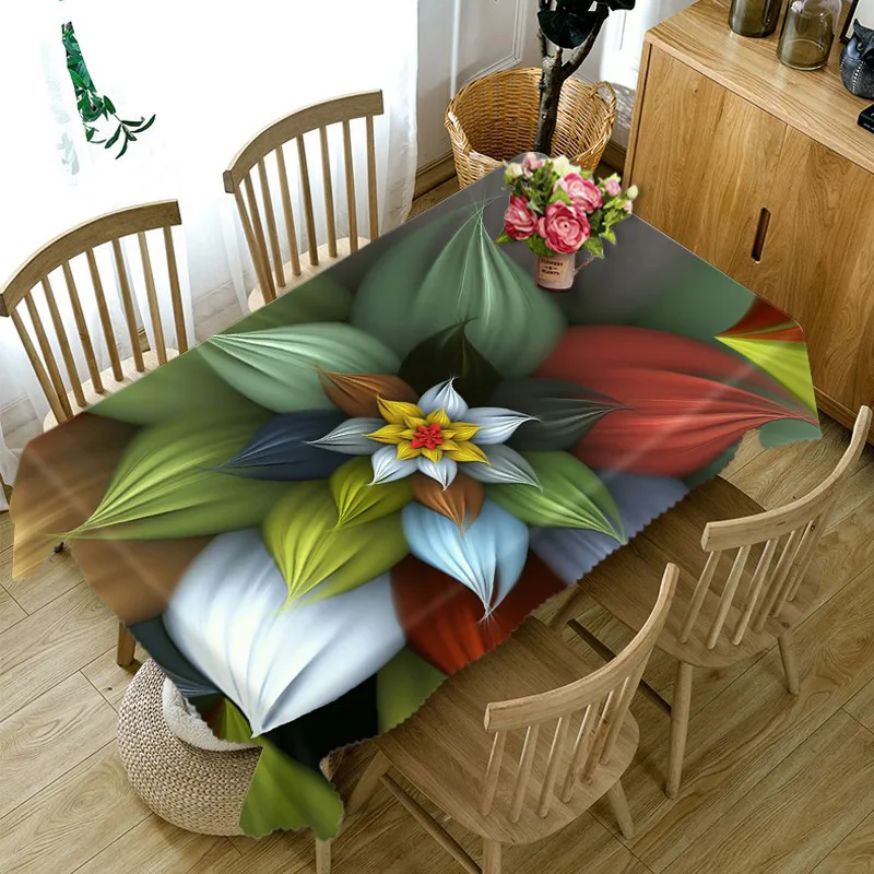 

flowers tablecloth Cofffee Dining Waterproof 3D rectangular tablecloth party Round table cloth customized size Cushion cover