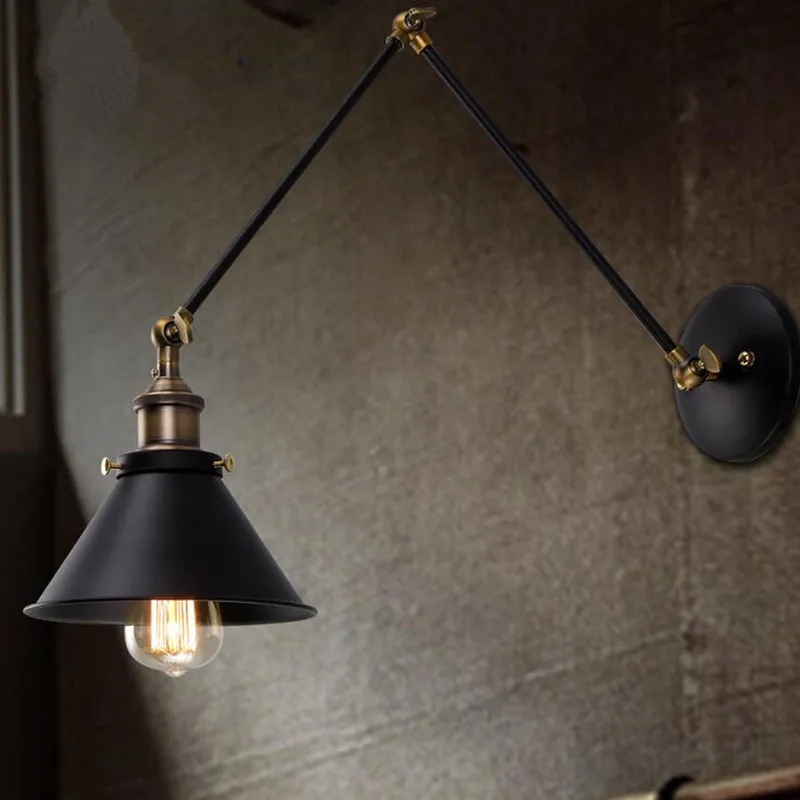 

2018 Luminaria Loft Retro Industrial Wind Aisle Balcony Iron Wall Lamp Simple Originality Restaurant Bar Long Arm Decor Lights