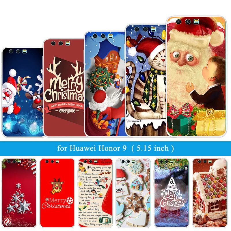Чехол для Huawei Honor 9 силиконовый Рождественский чехол с ночным мотивом 5 15 ''для