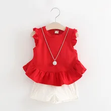 Bibicola/повседневная детская одежда комплекты одежды для маленьких девочек летние топы для девочек с принтом сердца+ шорты, костюмы детская одежда