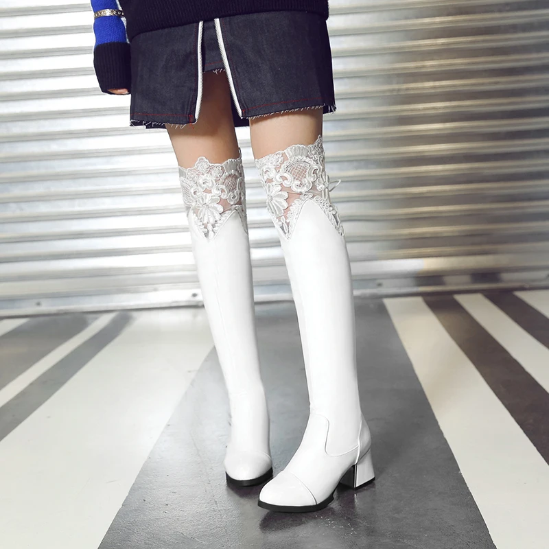 NEMAONE/новые сапоги, женские зимние сапоги до колена с хлопковой подкладкой, Зимняя Теплая обувь, высокие сапоги, zapatos mujer botas - Цвет: Белый
